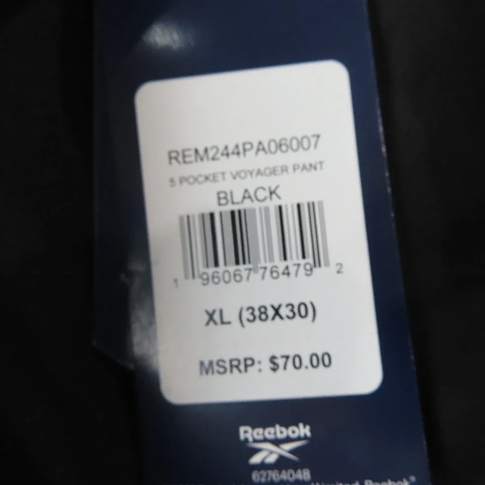Reebok Voyager 5-Pocket Pant Mens XL‎ 38 x 30 Black Performance Trousers NEW